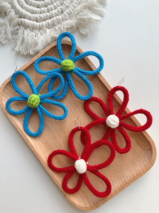 Handmade crochet flower earrings with s925 hooks