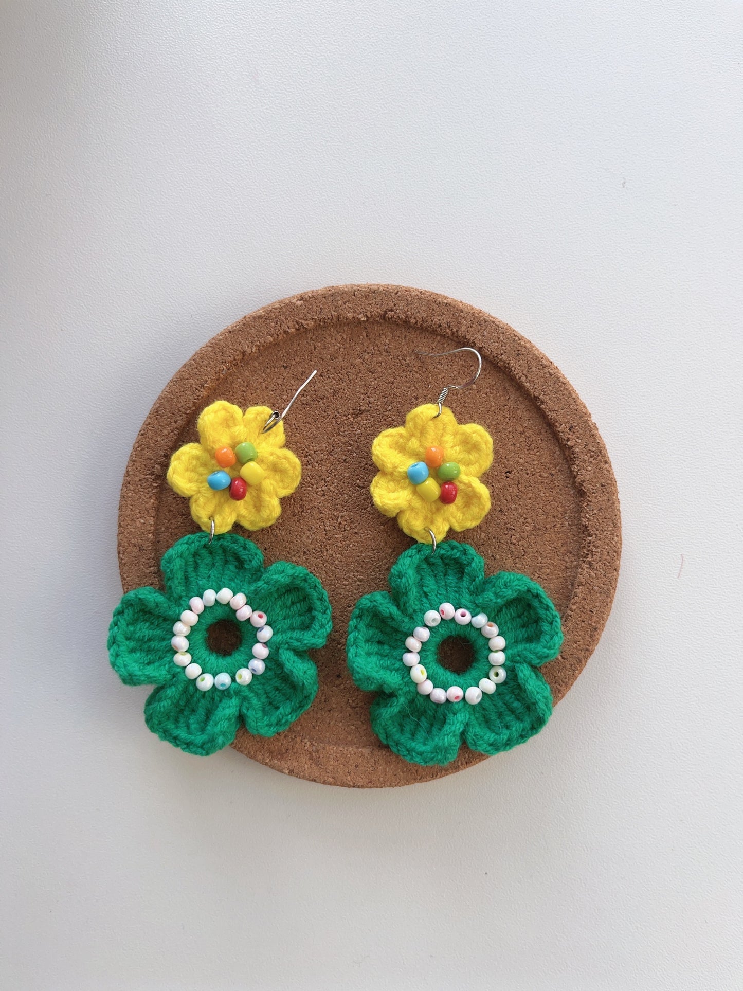Handmade crochet flower earrings with s925 hooks