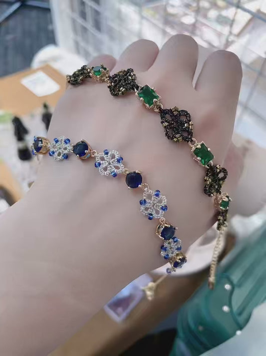 Handmade tatting bracelet with natural gemstone